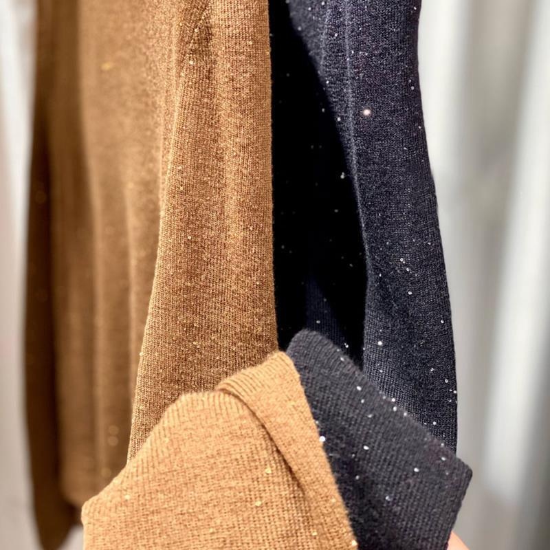 GraceChic GraceChic GraceChic European Women's Fashion 2023 New Trendy Wool High Neck Sequin Sweater Base Shirt For Women Autumn Winter Stylish_voghion.com