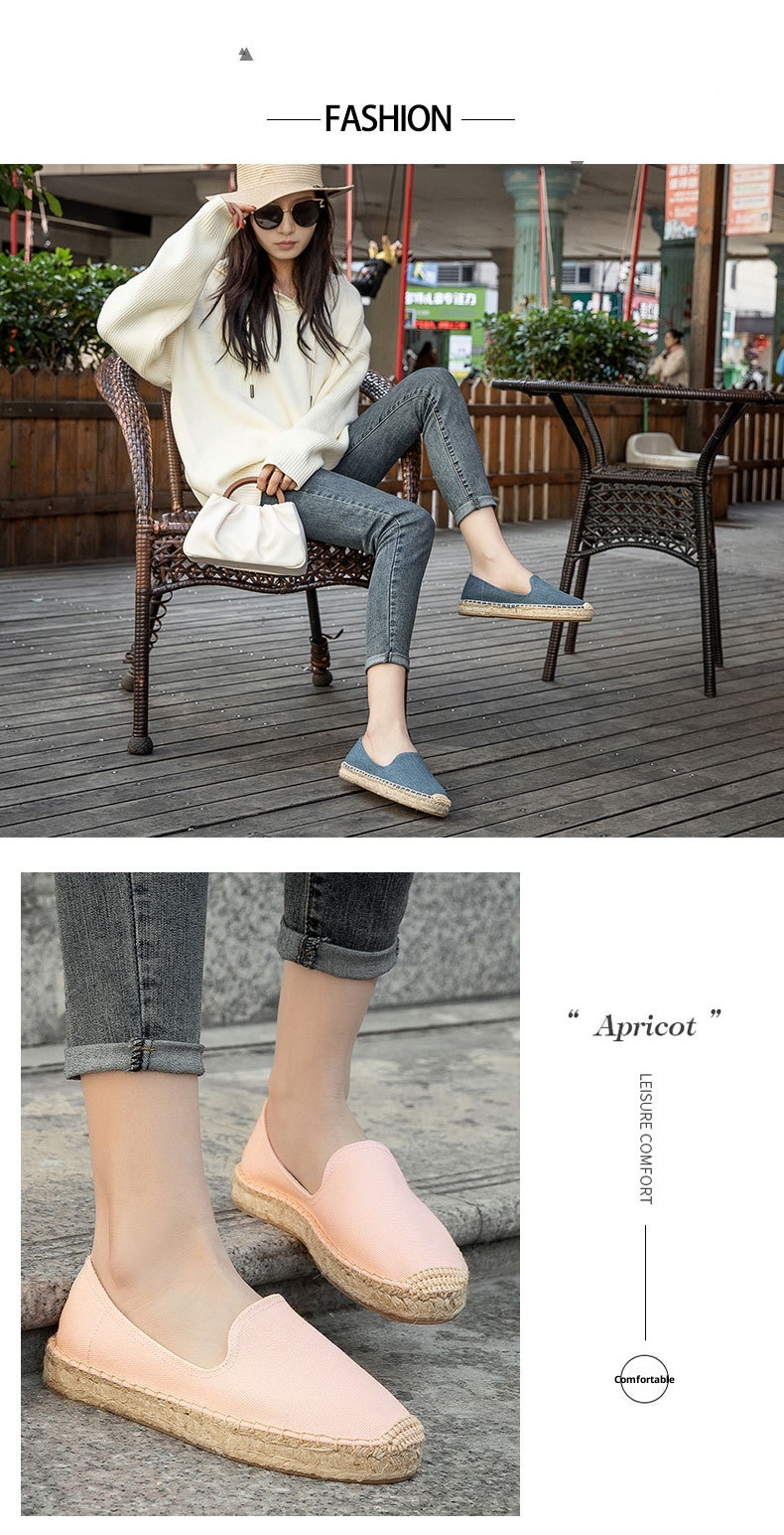 Women's Fisherman Shoes Thick Sole Low Top Canvas Espadrilles Spring Summer New Slip-On Comfortable Simple Loafers_voghion.com