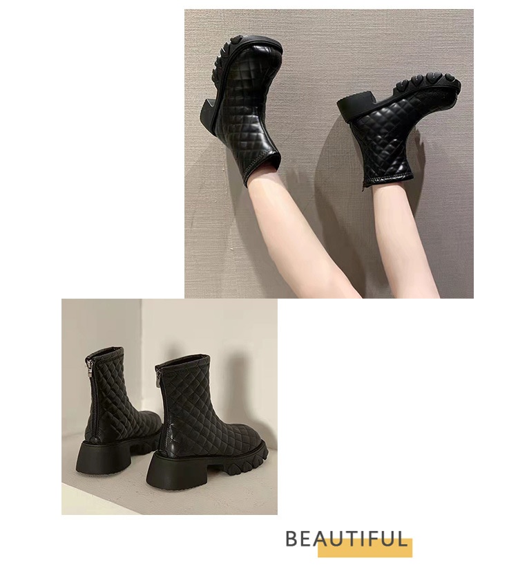 ShoeVault 2025 Autumn Winter Women's Martin Foam Thick Sole Down Quilted Slim Cigarette Short Boots Cross-Border European And_voghion.com