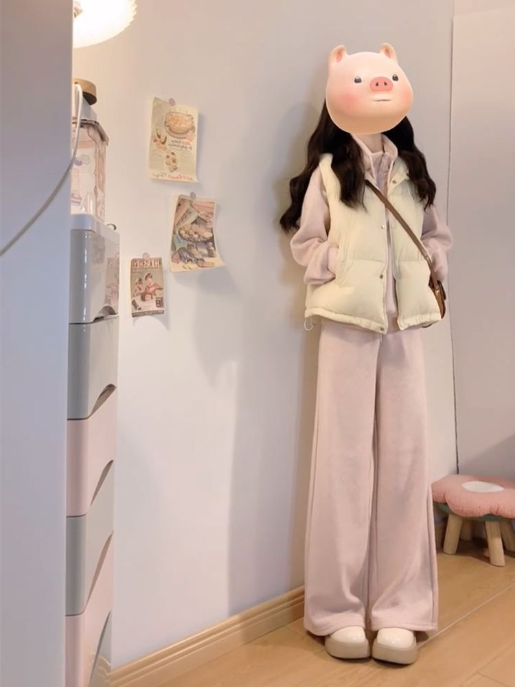 001 Koreaanse stijl meisje casual sportpak vrouwen lente en herfst high-end losse jeugdige mode sweatshirt petite tweedelig_voghion.com