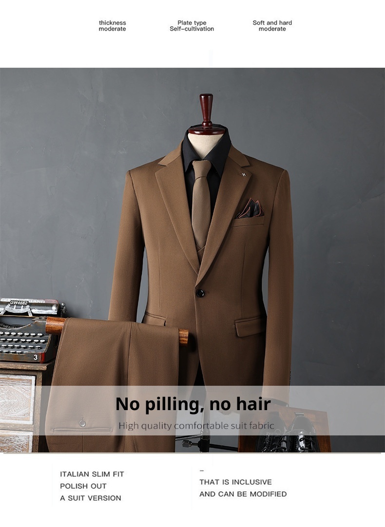 boy Casual Set Men Groom Wedding Business Slim Fit Suit For Work Interview Professional Formal Wear Men's Clothing_voghion.com