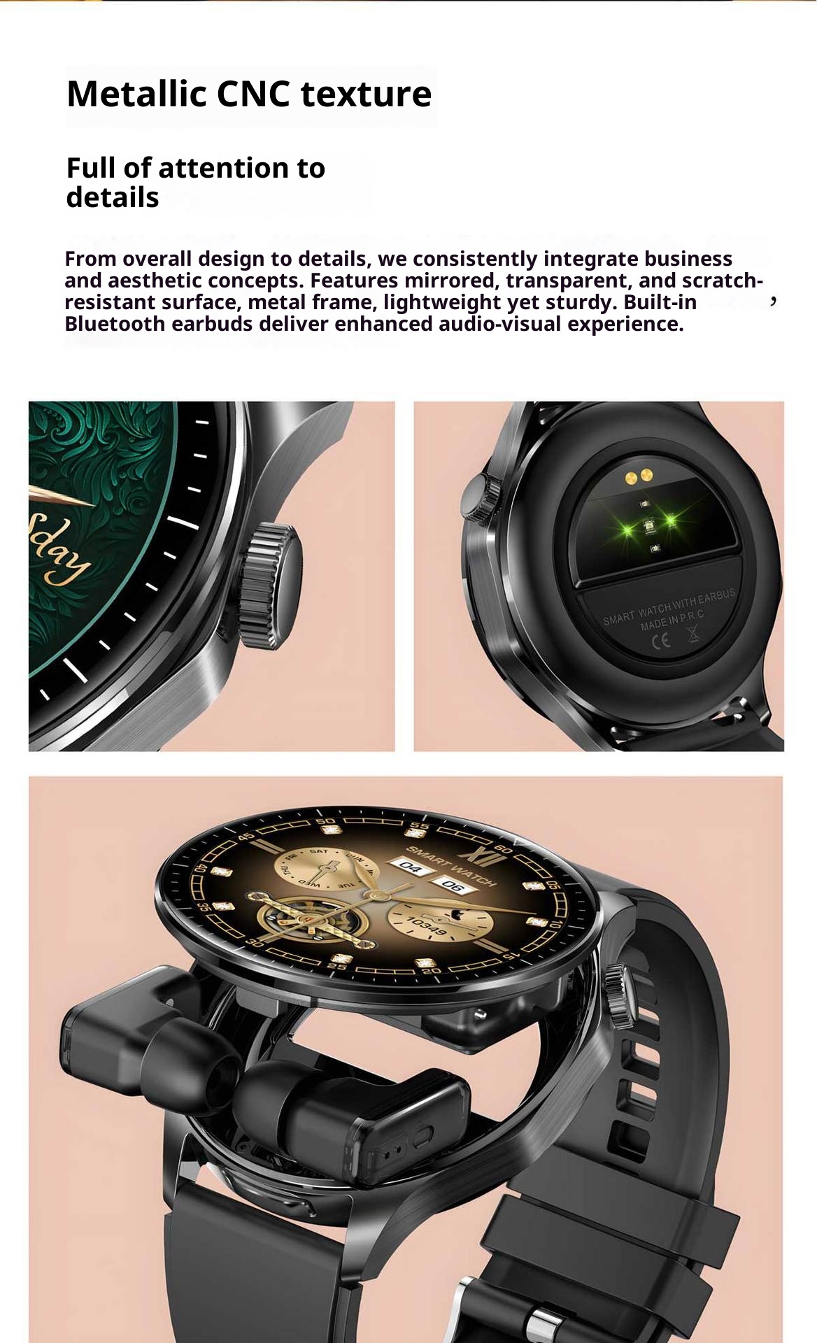 25 Years Upgraded Version Flip Cover Multi-Function Built-in TWS Bluetooth Earphone Smart Watch Two-in-One Bracelet_voghion.com