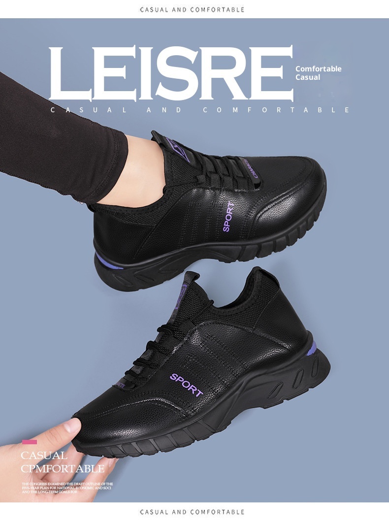 ShoeGlobe Automne-Hiver 2024 - Nouveautés Chaussures Femme Décontractées en Cuir, Semelle Souple, Doublure Polaire, Chaudes et Confortables - Chaussures de Bureau_voghion.com