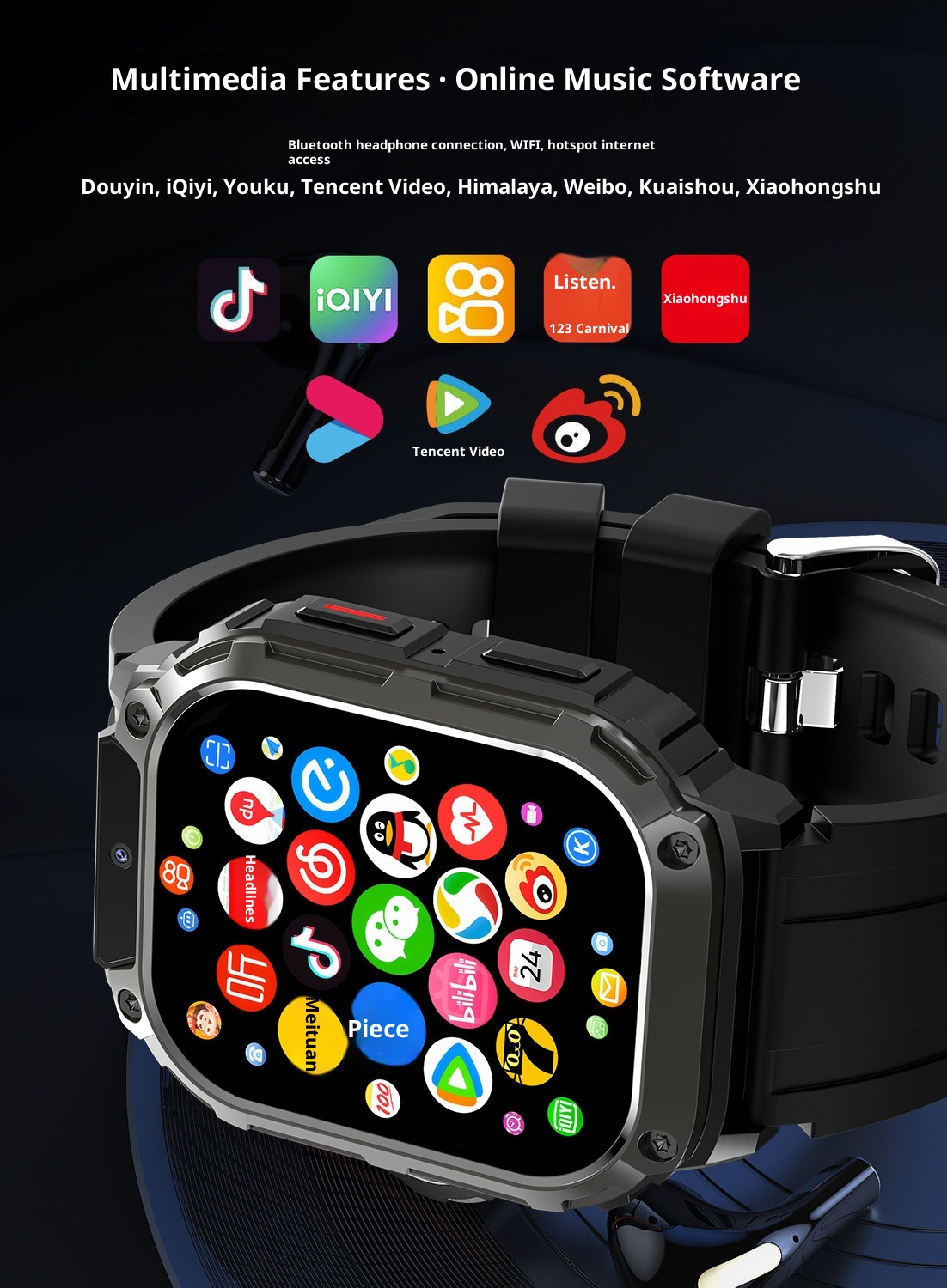 Smart Card Phone Watch Bracelet Titanium Metal Large Screen Full Network 5G Heart Rate Pressure Blood Oxygen NFC_voghion.com