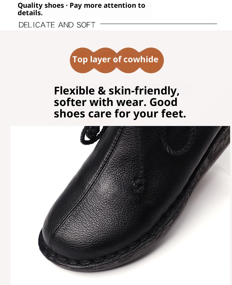 ShoeVault Warm Short For Women Genuine Leather New Wedge Side Zipper Round Toe Retro Shoe Non-Slip Height Increaing Women'_voghion.com