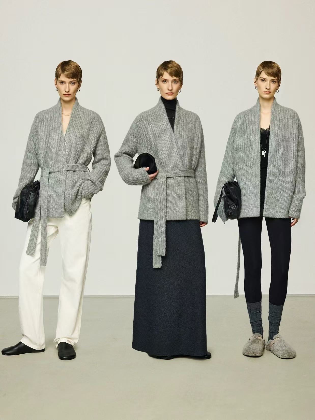 GraceChic GraceChic GraceChic Automne Hiver Nouveau Gilet court style peignoir en laine de yak épaisse ROW pour femme_voghion.com