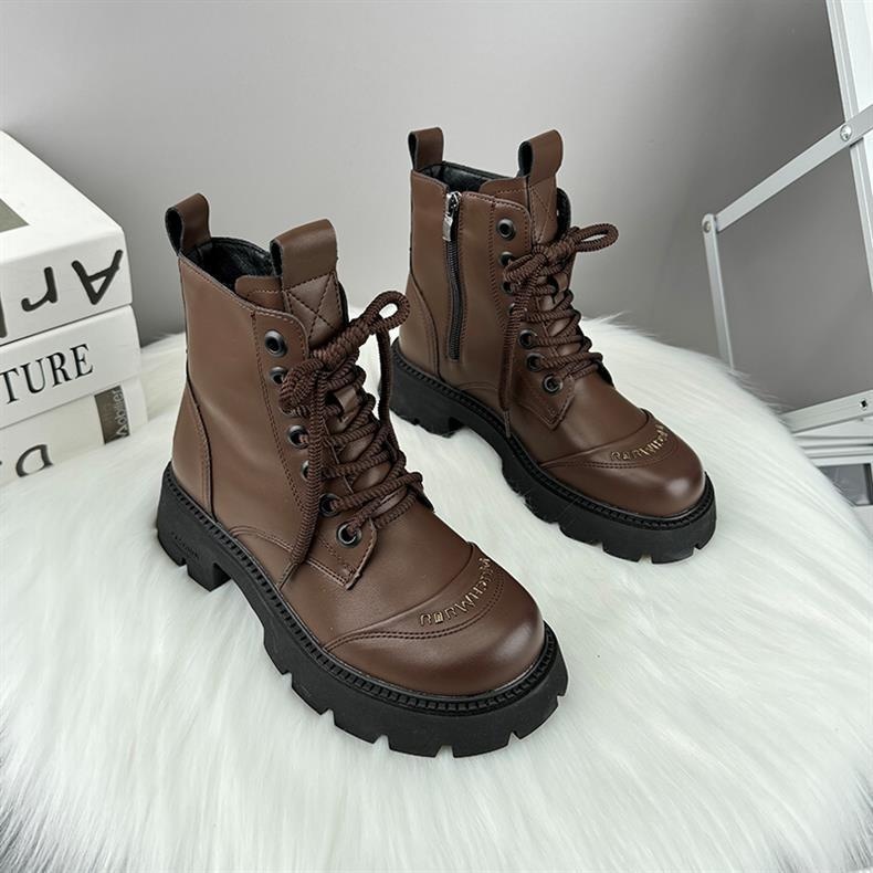 ShoeVault Martin originali con suola spessa da donna, stivali di lana in stile britannico, scarpe da donna in cotone calde alla moda per autunno inverno,_voghion.com