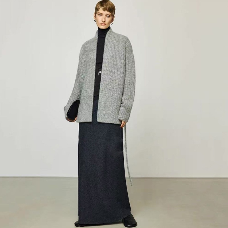 GraceChic GraceChic GraceChic Automne Hiver Nouveau Gilet court style peignoir en laine de yak épaisse ROW pour femme_voghion.com