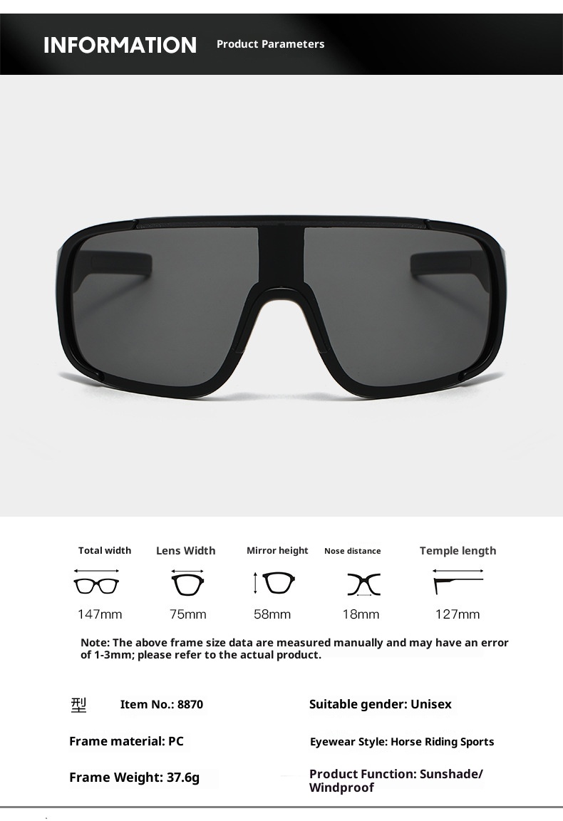 ActiveGo Retro Black Oversized Frame Outdoor Cycling Windproof Sports For Men And Women Mountaineering Skiing Goggles Slimming_voghion.com