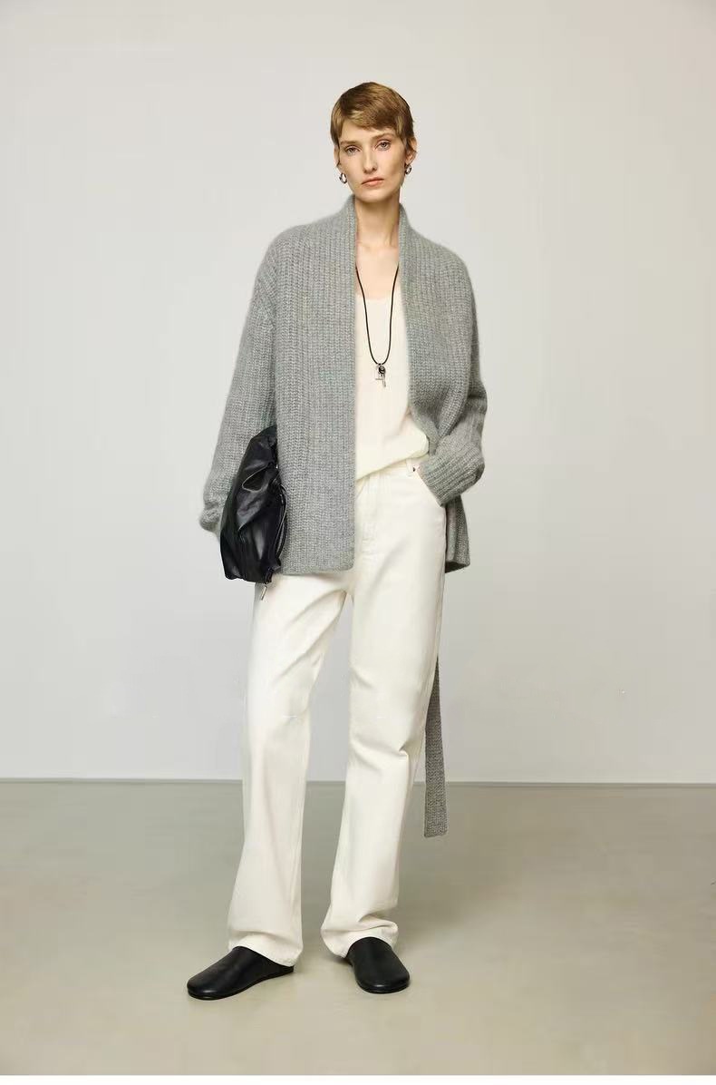 GraceChic GraceChic GraceChic Automne Hiver Nouveau Gilet court style peignoir en laine de yak épaisse ROW pour femme_voghion.com