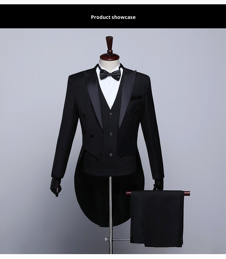 ragazzo Frac in tessuto di raso Abito da uomo Slim Fit Abbigliamento formale Ospite dell'incontro annuale Costume da coro di danza jazz magica_voghion.com