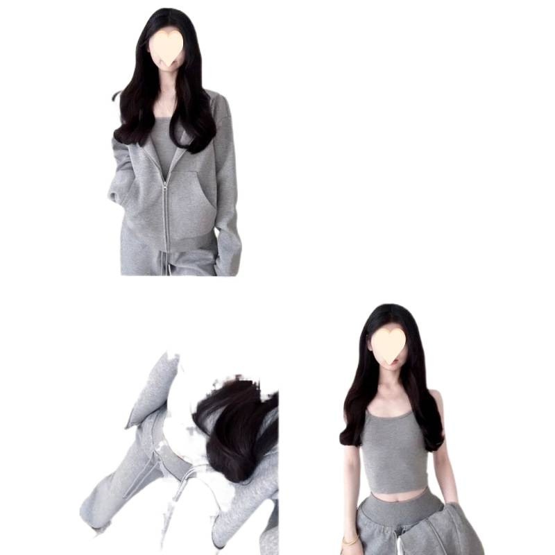 001 Women's Sports Suit Spring Autumn 2025 New Korean Style Loose Slim Fashionable Stylish Sweatshirt Casual Two-Piece Set_voghion.com