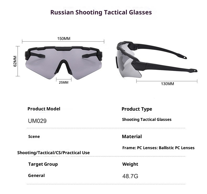 Lunettes tactiques ActiveGo en stock, vente directe d'usine, pour passionnés de tir militaire, CS, cyclisme et activités de plein air, résistantes au vent et aux chocs._voghion.com