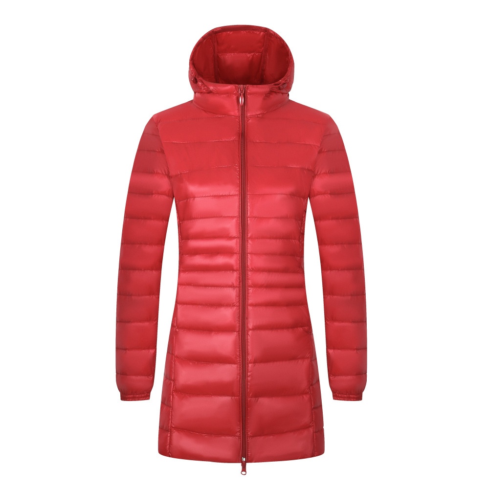 ChicShe Cross-Border New Korean Style Down Jacket For Women, Lightweight Slim Fit Plus Size Hooded Mid-Length Coat Manufacturer_voghion.com
