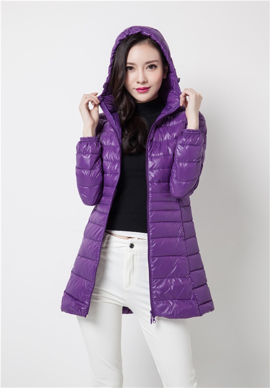 ChicShe Cross-Border New Korean Style Down Jacket For Women, Lightweight Slim Fit Plus Size Hooded Mid-Length Coat Manufacturer_voghion.com