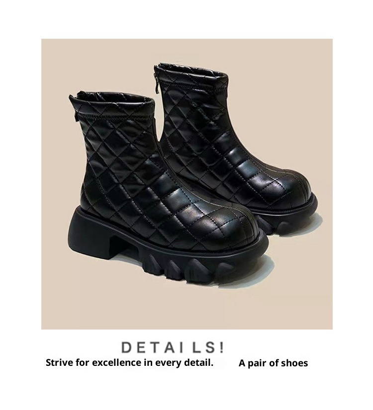 ShoeVault 2025 Autumn Winter Women's Martin Foam Thick Sole Down Quilted Slim Cigarette Short Boots Cross-Border European And_voghion.com