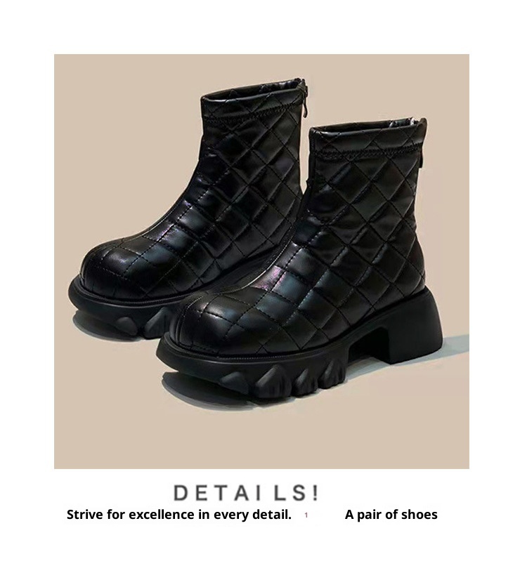 ShoeVault 2025 Autumn Winter Women's Martin Foam Thick Sole Down Quilted Slim Cigarette Short Boots Cross-Border European And_voghion.com