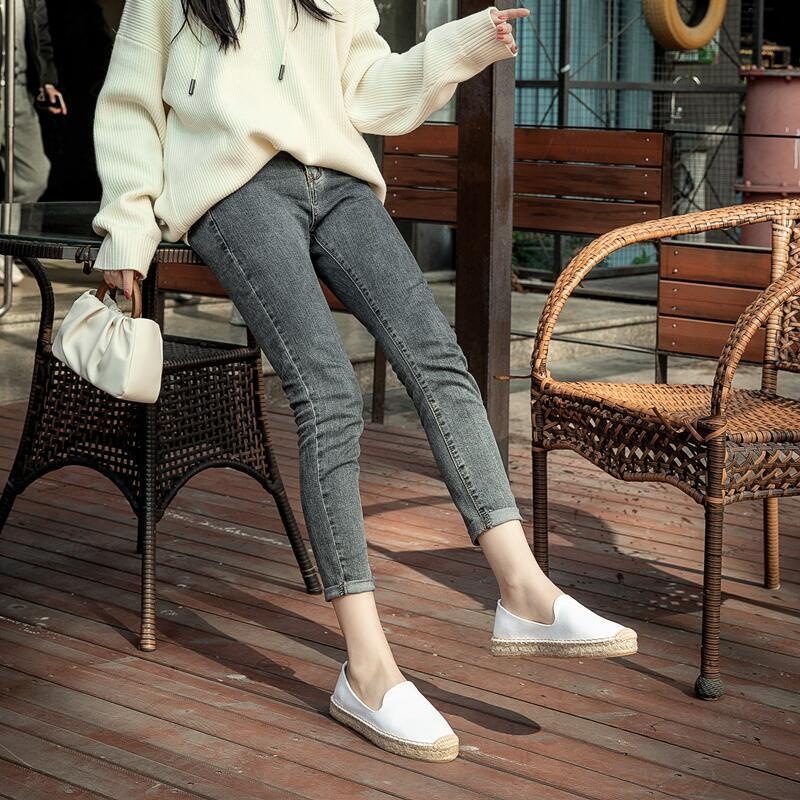 Women's Fisherman Shoes Thick Sole Low Top Canvas Espadrilles Spring Summer New Slip-On Comfortable Simple Loafers_voghion.com