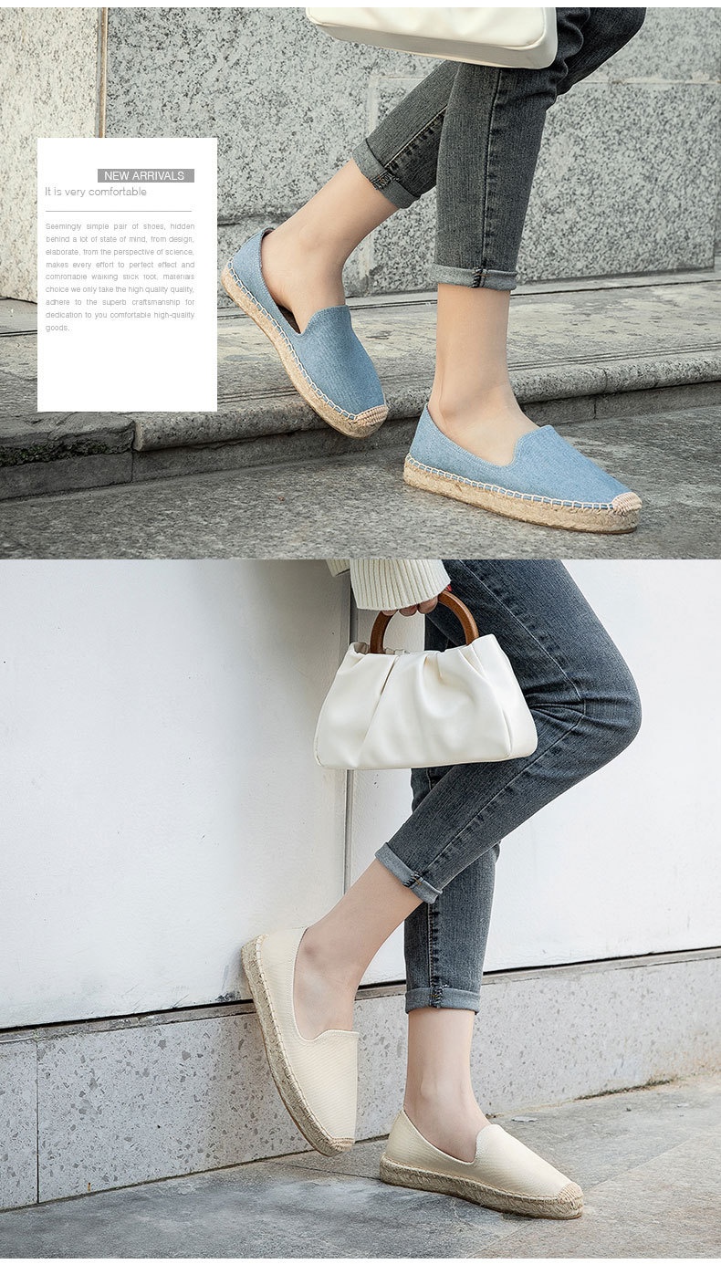Women's Fisherman Shoes Thick Sole Low Top Canvas Espadrilles Spring Summer New Slip-On Comfortable Simple Loafers_voghion.com
