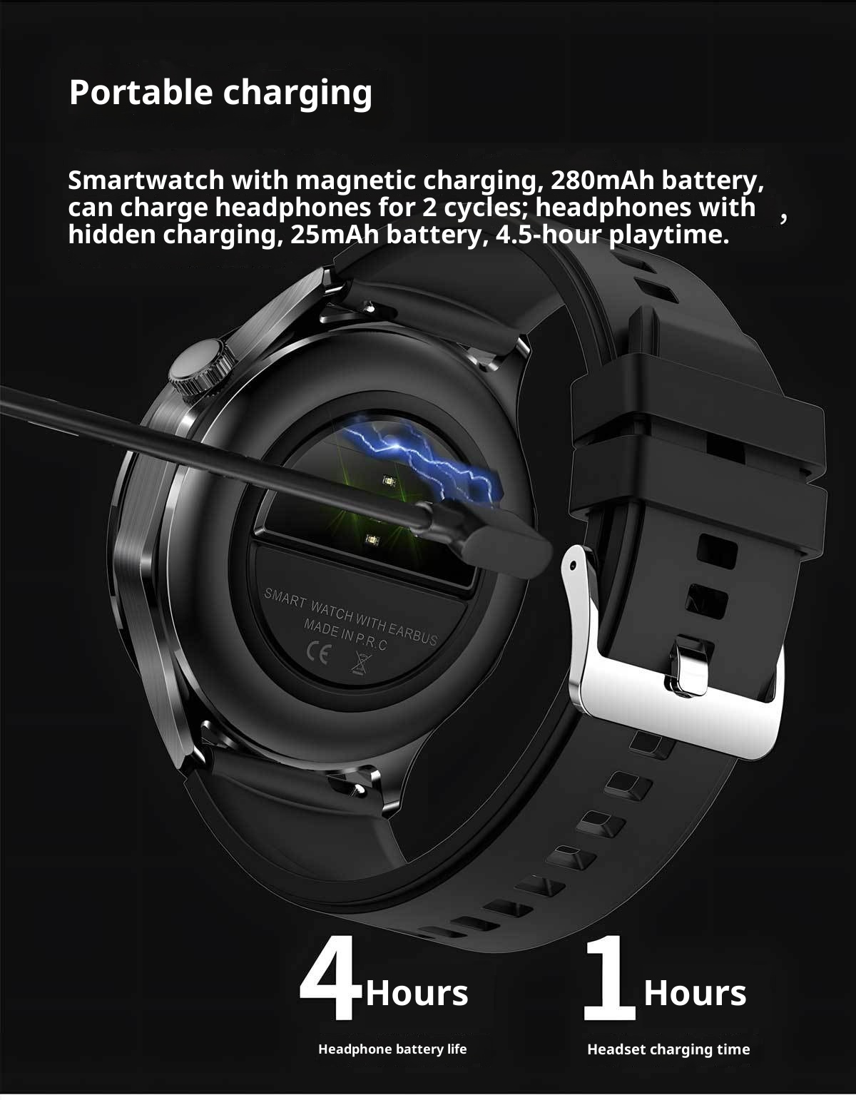 25 Years Upgraded Version Flip Cover Multi-Function Built-in TWS Bluetooth Earphone Smart Watch Two-in-One Bracelet_voghion.com