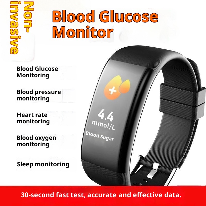 Fully Automatic Non-Invasive Watch Pressure Oxygen Heart Rate Smart No-Needle Blood Glucose Meter Color Screen Bracelet_voghion.com