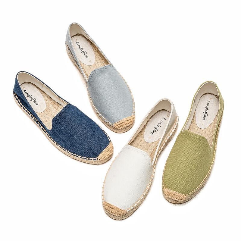Women's Fisherman Shoes Thick Sole Low Top Canvas Espadrilles Spring Summer New Slip-On Comfortable Simple Loafers_voghion.com