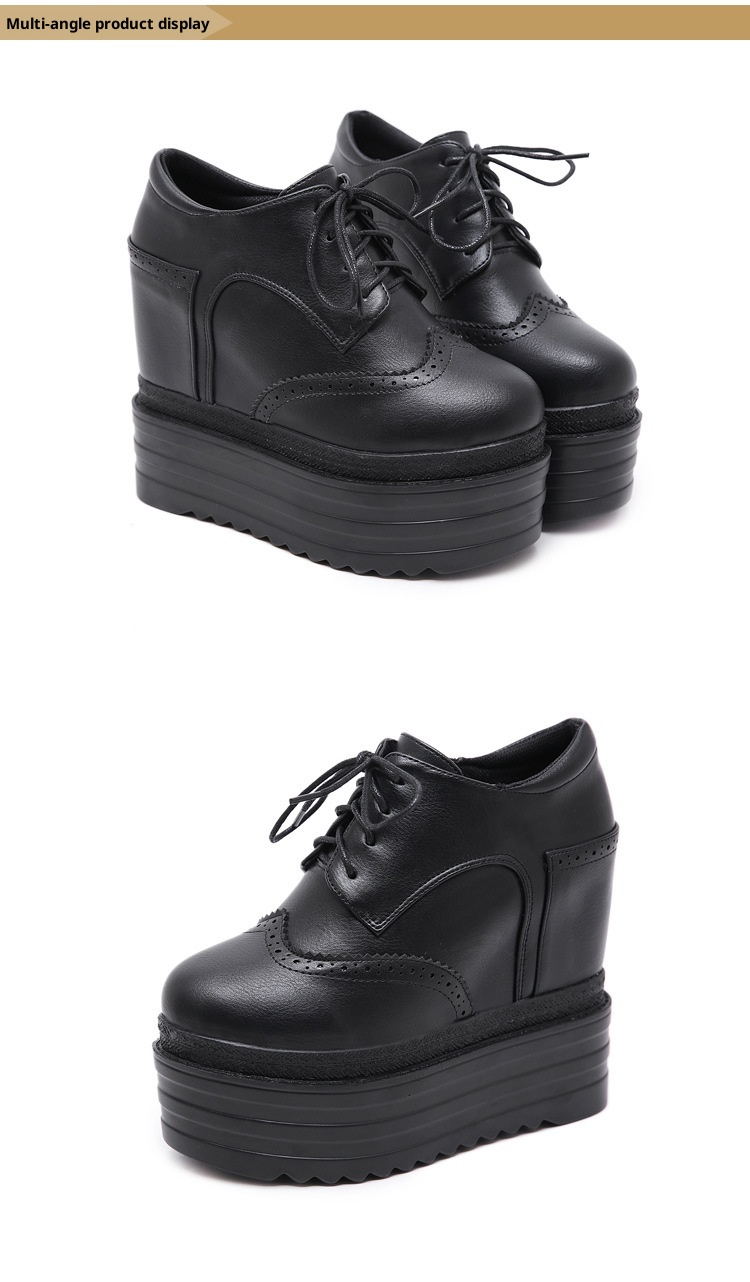 ShoeVault 558-12 Ultra High Heel Wedge Short 13CM Waterproof Platform Lace-Up Martin Height Increasing Women's Winter Boots_voghion.com