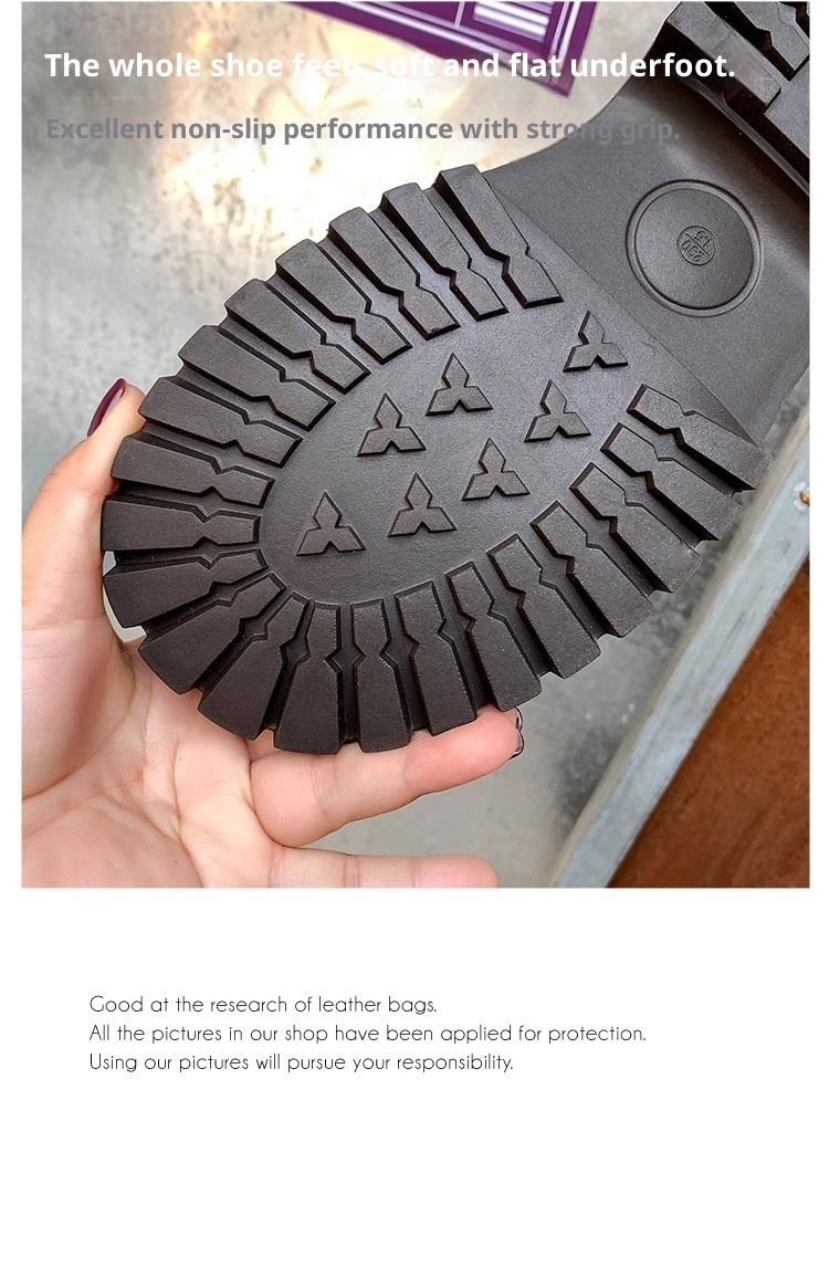 ShoeVault Genuine Leather Martin For Women, Thick Sole, Height Increasing, Chunky Heel, Short Winter New Style, Fleece Lined,_voghion.com