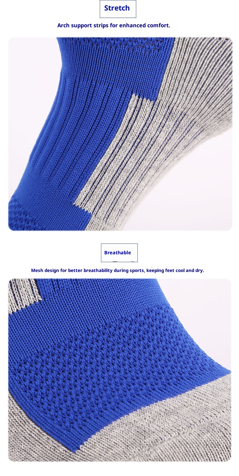 ActiveGo ActiveGo Men's Mid-Calf Football Running Compression Terry Bottom Hiking Outdoor Sports Socks_voghion.com