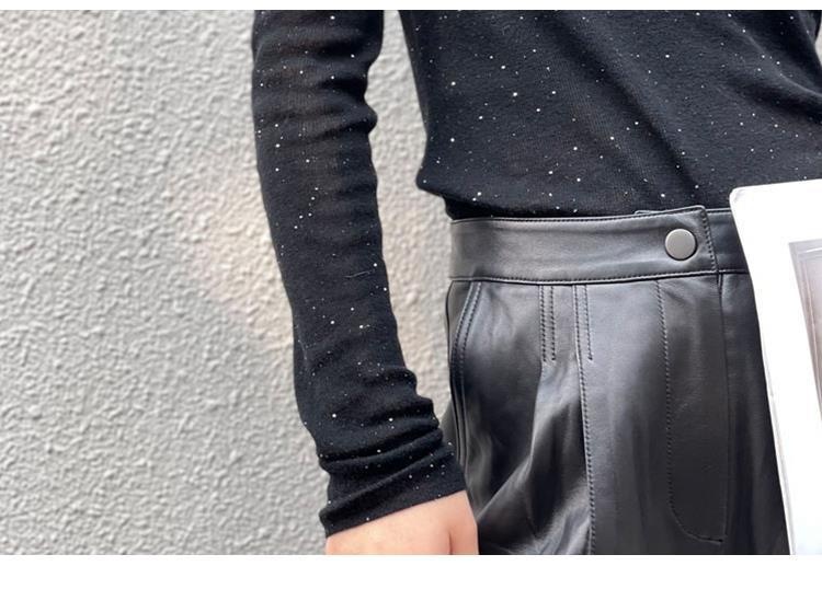 GraceChic GraceChic GraceChic European Women's Fashion 2023 New Trendy Wool High Neck Sequin Sweater Base Shirt For Women Autumn Winter Stylish_voghion.com