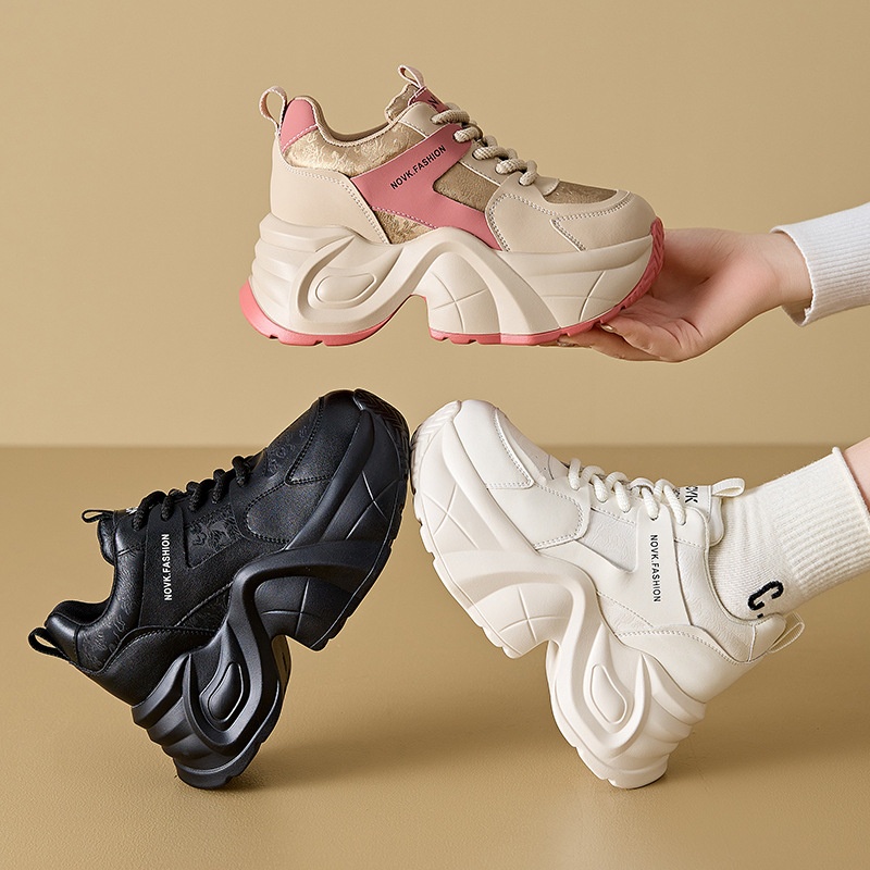 ShoeGlobe High-End Stijl Outdoor 2024 Herfst Winter Nieuwe Dikke Zolen Hoogte Verhogende Dad Sneakers Voor Vrouwen Casual Echt_voghion.com