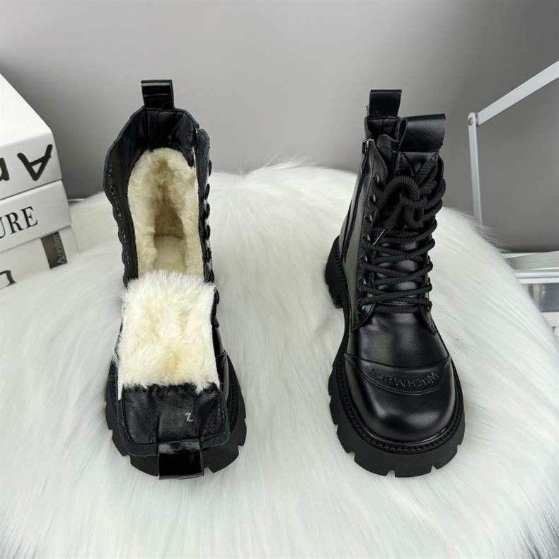 ShoeVault Martin originali con suola spessa da donna, stivali di lana in stile britannico, scarpe da donna in cotone calde alla moda per autunno inverno,_voghion.com