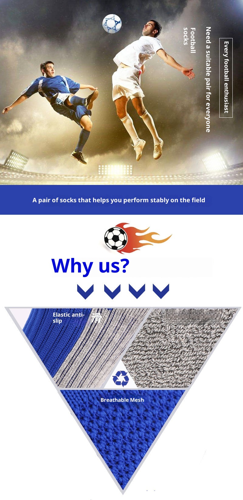 ActiveGo ActiveGo Men's Mid-Calf Football Running Compression Terry Bottom Hiking Outdoor Sports Socks_voghion.com