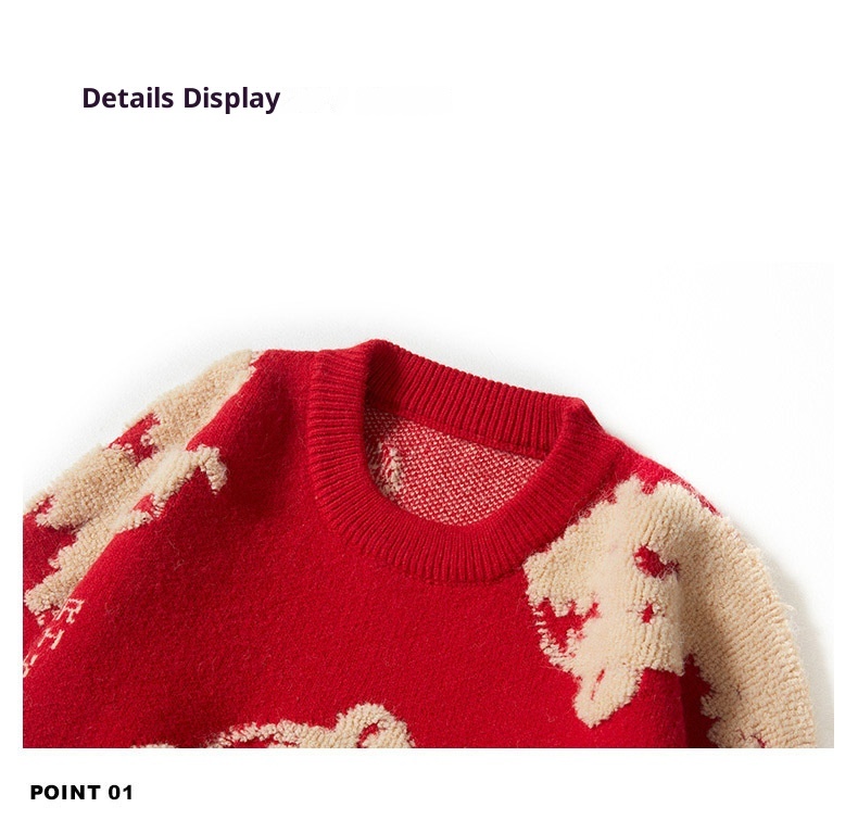 GraceChic GraceChic GraceChic Zodiac Red Women's Fashion Couple Outfit Winter 2022 New Year Battle Robe Sweater Tiger Stylish_voghion.com