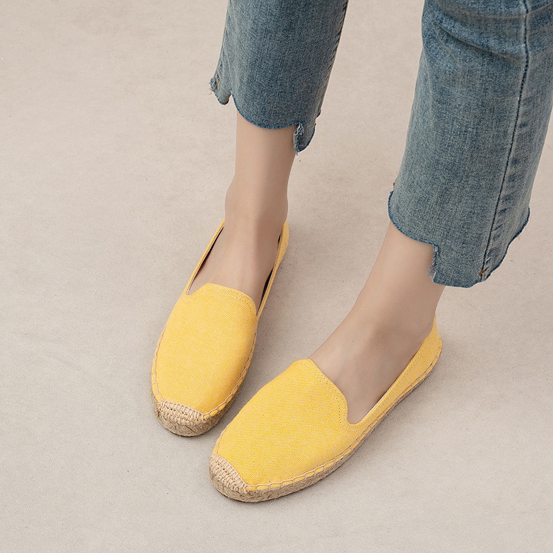 Women's Fisherman Shoes Thick Sole Low Top Canvas Espadrilles Spring Summer New Slip-On Comfortable Simple Loafers_voghion.com