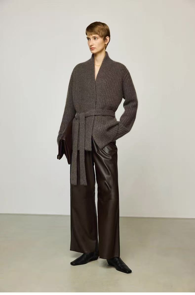 GraceChic GraceChic GraceChic Automne Hiver Nouveau Gilet court style peignoir en laine de yak épaisse ROW pour femme_voghion.com