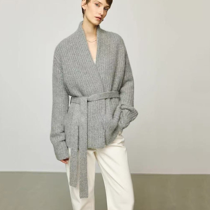 GraceChic GraceChic GraceChic Automne Hiver Nouveau Gilet court style peignoir en laine de yak épaisse ROW pour femme_voghion.com