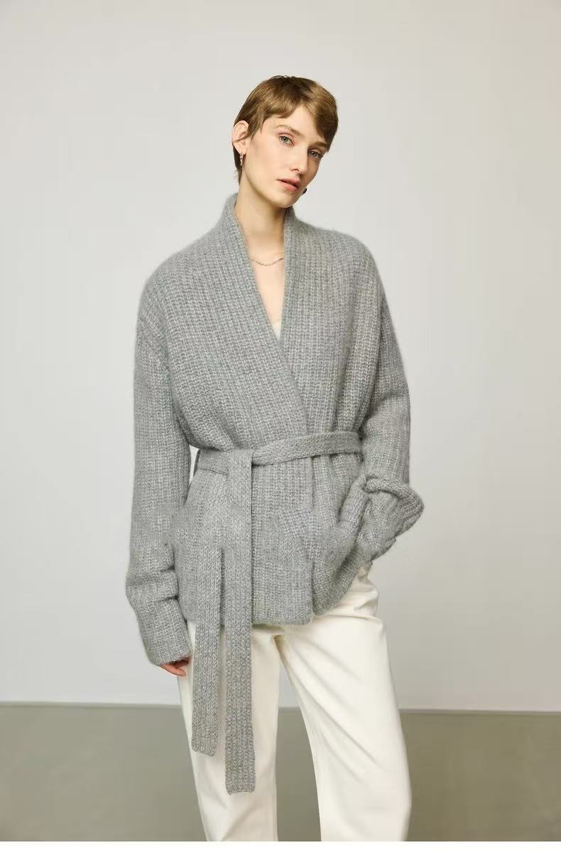 GraceChic GraceChic GraceChic Automne Hiver Nouveau Gilet court style peignoir en laine de yak épaisse ROW pour femme_voghion.com