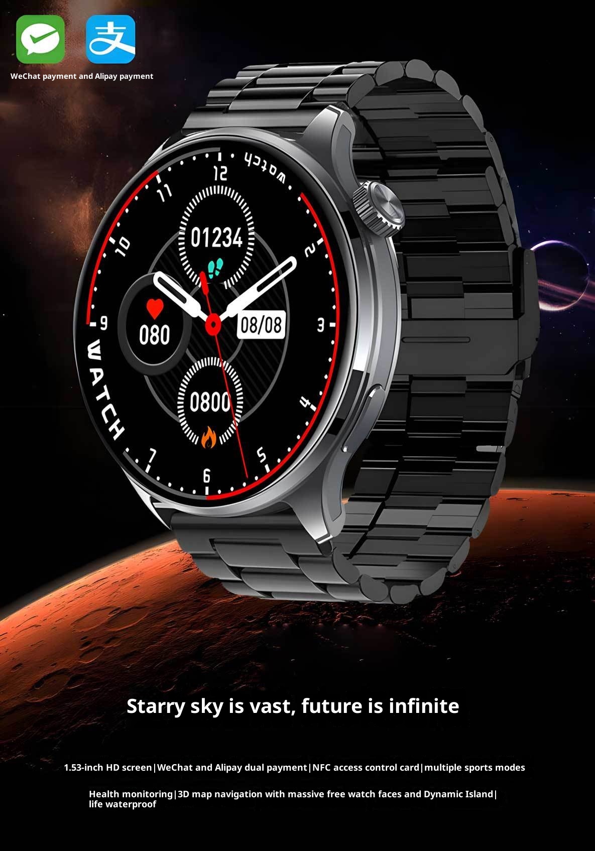 New Smart Watch High Edition Bluetooth Call Sports Navigation Dual Payment Multi-Function Bracelet_voghion.com
