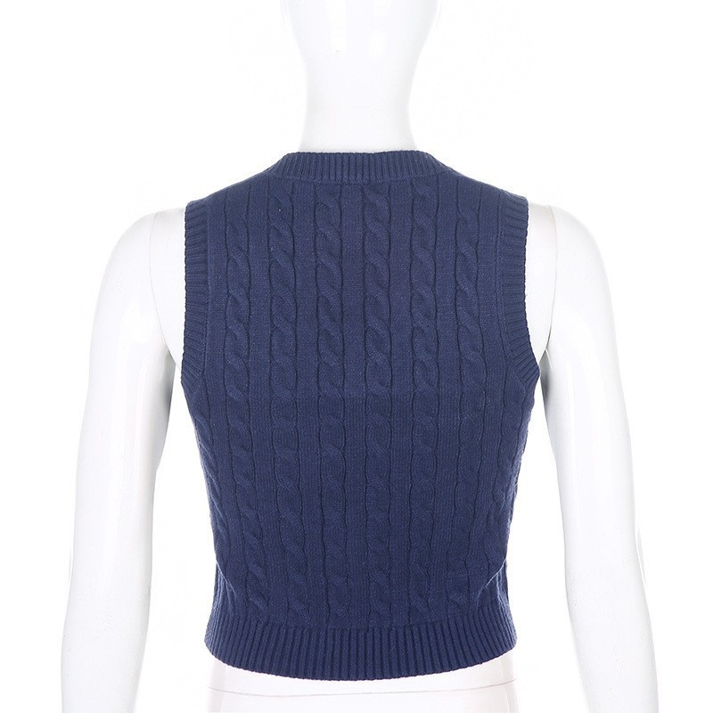 GraceChic GraceChic GraceChic 2021 Autunno Inverno Transfrontaliero Outfit Top Tinta Unita Elegante Pullover Pendolare Scollo a V Maglia Base Gilet_voghion.com