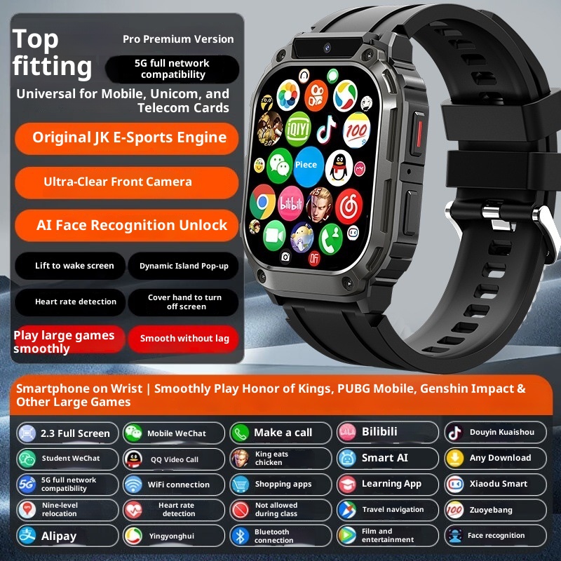 Smart Card Phone Watch Bracelet Titanium Metal Large Screen Full Network 5G Heart Rate Pressure Blood Oxygen NFC_voghion.com