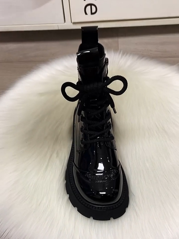 ShoeVault Martin originali con suola spessa da donna, stivali di lana in stile britannico, scarpe da donna in cotone calde alla moda per autunno inverno,_voghion.com