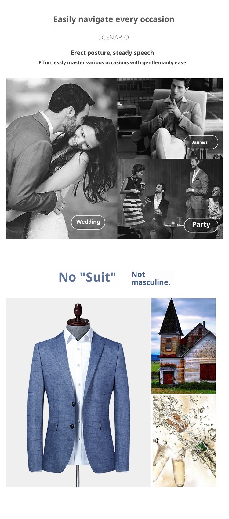 1 Laisibert Primavera Autunno Plaid Stile Coreano Slim Fit Piccolo Abito Uomo Casual Giacca Blu_voghion.com