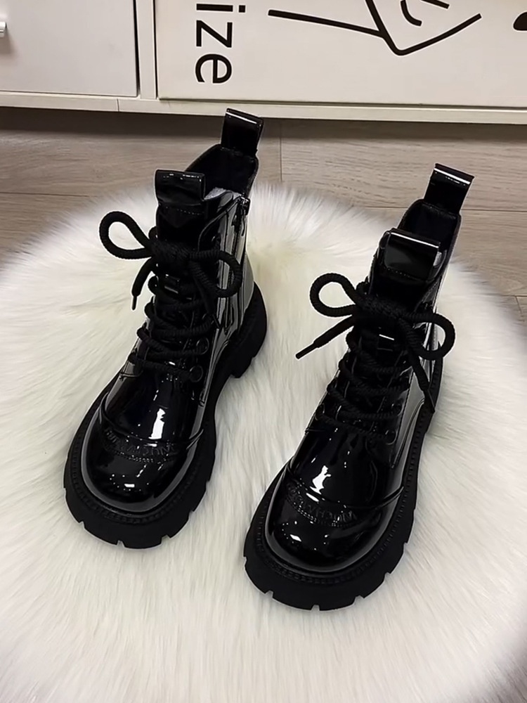 ShoeVault Martin originali con suola spessa da donna, stivali di lana in stile britannico, scarpe da donna in cotone calde alla moda per autunno inverno,_voghion.com