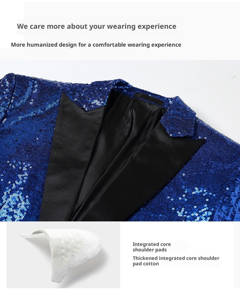 Robe de scène pour garçon, style européen et américain, paillettes dorées, version coréenne, vêtements pour hommes en boîte de nuit, animateur, maître de cérémonie, studio, témoin_voghion.com