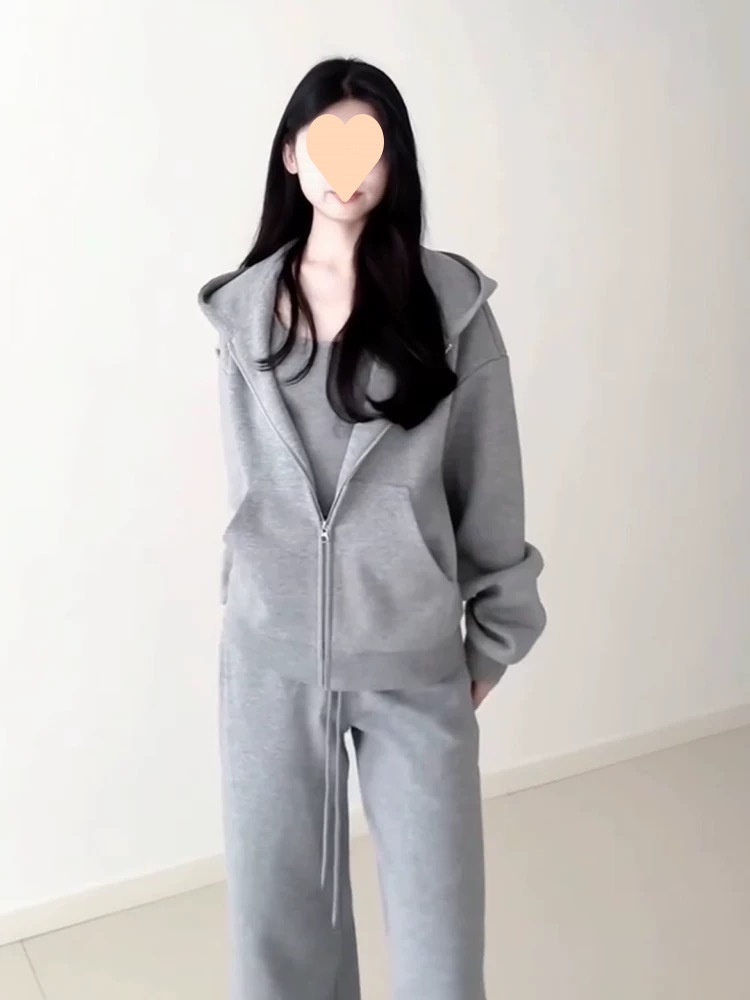 001 Women's Sports Suit Spring Autumn 2025 New Korean Style Loose Slim Fashionable Stylish Sweatshirt Casual Two-Piece Set_voghion.com