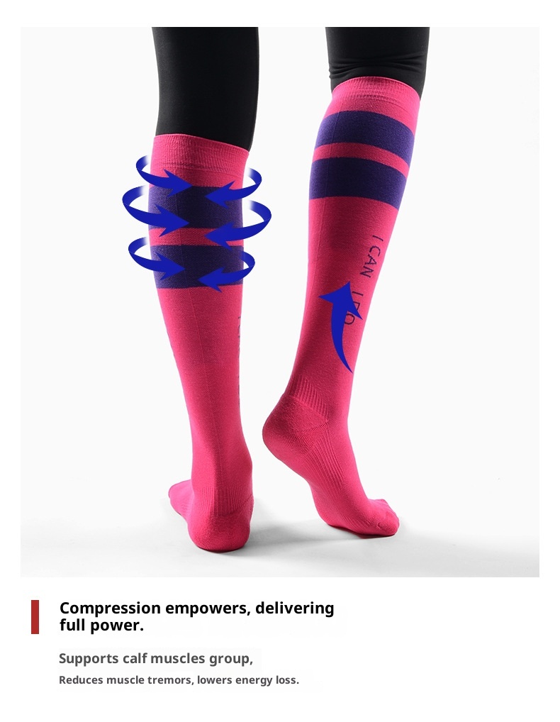 ActiveGo ActiveGo Meikan Wide Stripe Sports Long Couple Outdoor High Tube Terry Cushion Quick Dry Micro Pressure Jump Exercise Socks_voghion.com