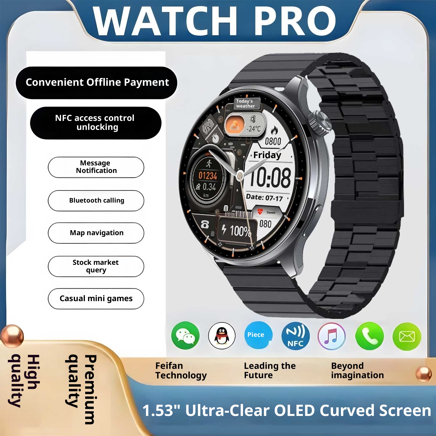 New Smart Watch High Edition Bluetooth Call Sports Navigation Dual Payment Multi-Function Bracelet_voghion.com