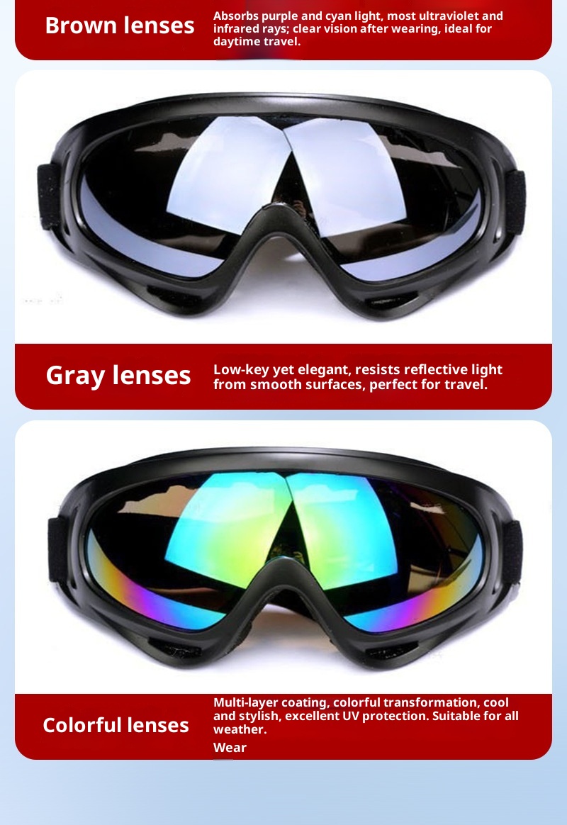 ActiveGo Neue Unisex-Sonnenbrille für Frühling/Sommer: Schneebrille, Fahrradbrille, Bergsteigerbrille, winddicht, sandfliegenabweisend, beschlagfrei, schneesicher_voghion.com