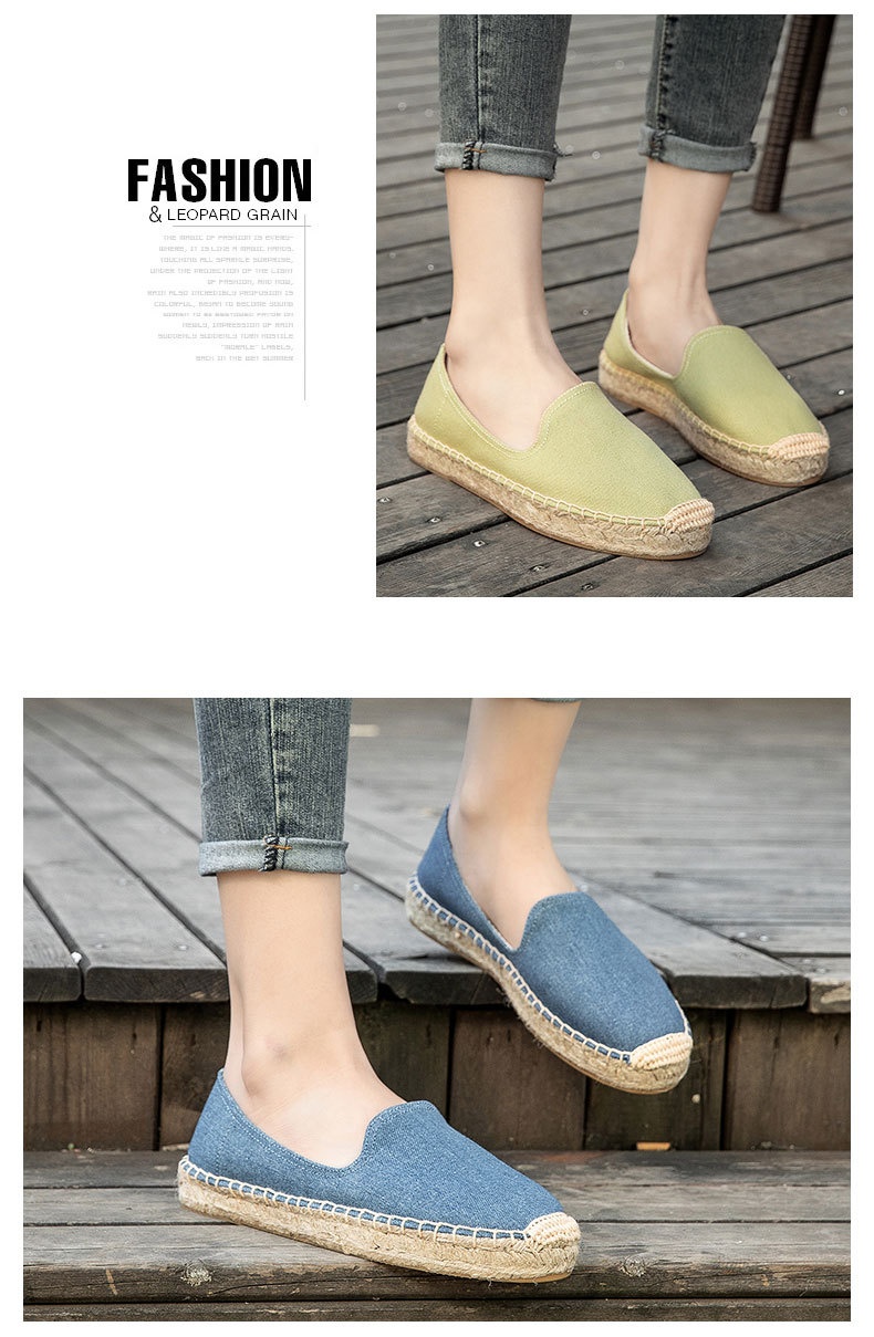Women's Fisherman Shoes Thick Sole Low Top Canvas Espadrilles Spring Summer New Slip-On Comfortable Simple Loafers_voghion.com